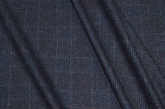 Vendita on line tessuto flanella lana seta principe di galles blu riga marrone - tessuti abbigliamento lana uomo/tailleur