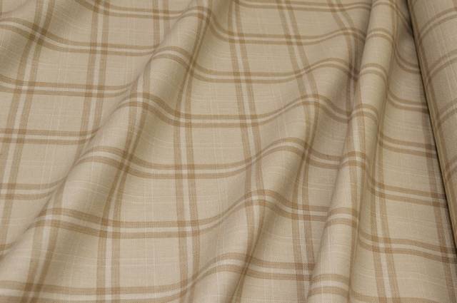 Vendita on line tessuto lana lino scacco beige - tessuti abbigliamento lino