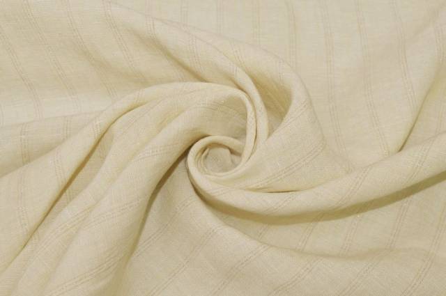 Vendita on line tessuto puro lino crema con righino lurex - tessuti abbigliamento lino