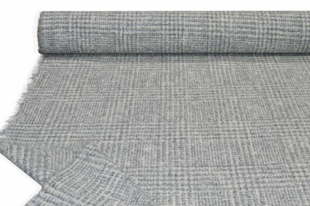 Vendita on line tessuto boucle lana alpaca scacco grigio - occasioni e scampoli