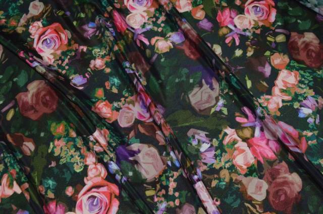 Vendita on line tessuto crepe de chine pura seta fantasia rose - tessuti abbigliamento sete
