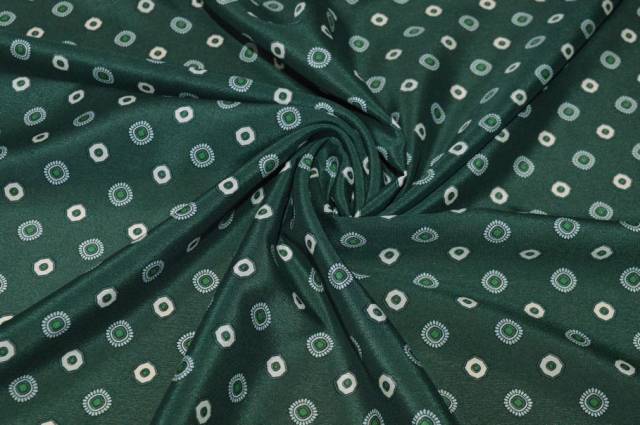 Vendita on line tessuto crepe de chine pura seta fantasia geometrica verdone - tessuti abbigliamento sete