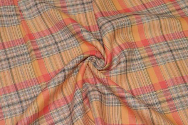 Vendita on line tessuto puro lino scacco arancio - prodotti