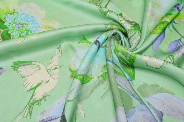 Vendita on line tessuto rasatello pura viscosa fantasia moda verde - tessuti abbigliamento viscosa