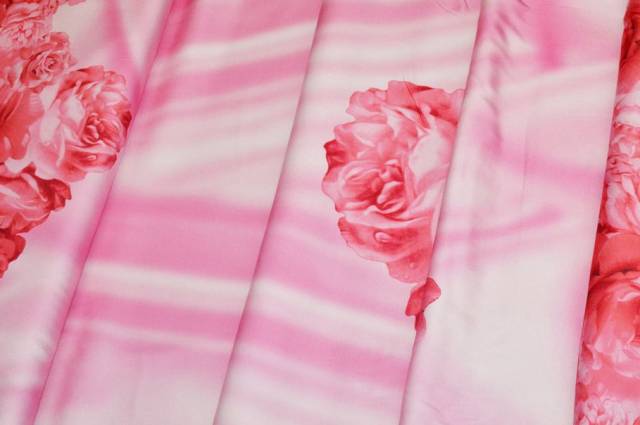 Vendita on line tessuto rasatello viscosa stretch fantasia rose - tessuti abbigliamento viscosa