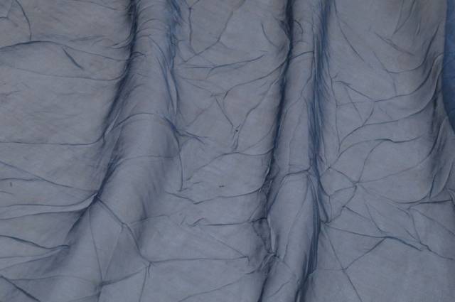 Vendita on line tessuto tenda organza stropicciata blu - tessuti per a metraggio moderne