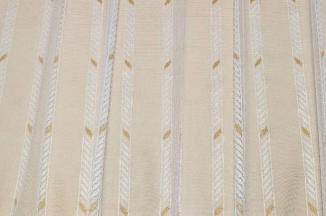 Vendita on line tessuto tenda tulle panna con ricamo ocra - tessuti per in offerta