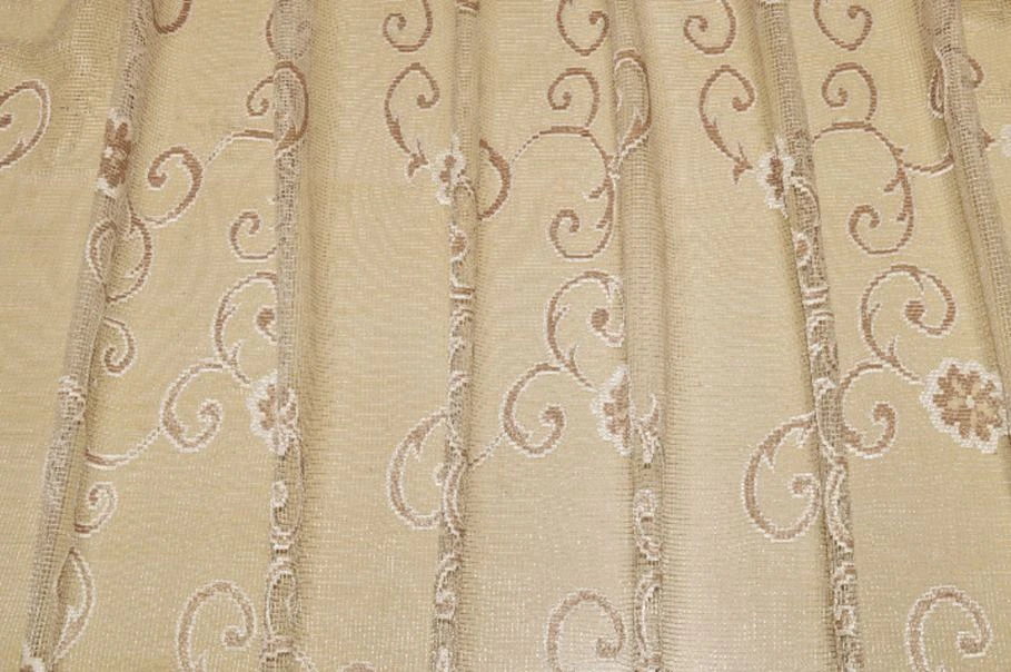 Vendita on line tessuto tenda pizzo floreale nocciola - tessuti per in offerta