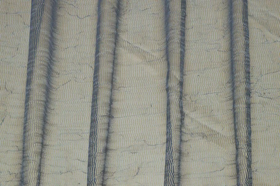 Vendita on line tessuto tenda organza blu cangiante righina oro - tessuti per in offerta