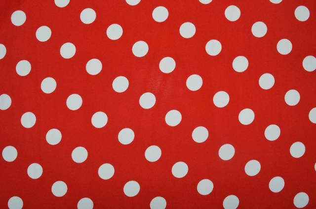 Vendita on line tessuto comfort pois bianco/rosso - tessuti abbigliamento poliestere 