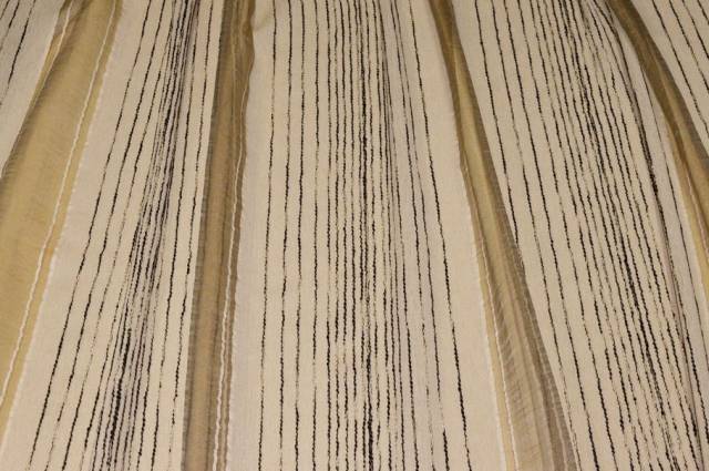 Vendita on line tessuto tenda organza beige con ricamo nero - tessuti per