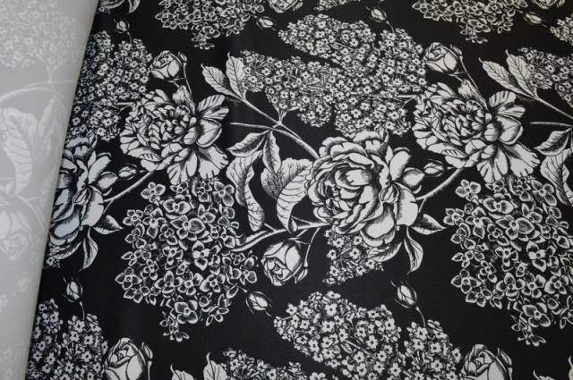 Vendita on line duchesse fantasia bianco/nera - tessuti abbigliamento taffetas / rasi / shantung