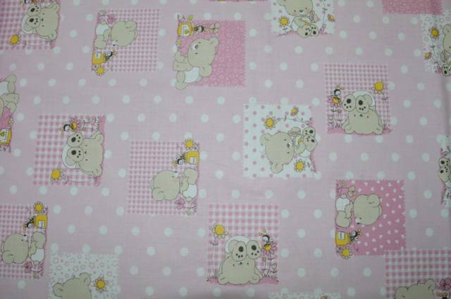Vendita on line cotone orsetto rosa 81 - tessuti arredo casa camerette