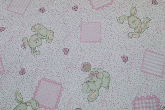 Vendita on line cotone conigli rosa 79 - tessuti arredo casa camerette