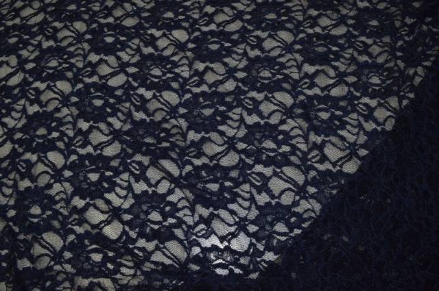 Vendita on line tessuto pizzo elastico blu - tessuti abbigliamento ricamati e pizzi