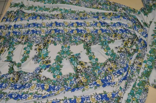 Vendita on line maglina viscosa fiore azzurro/verde - tessuti abbigliamento viscosa