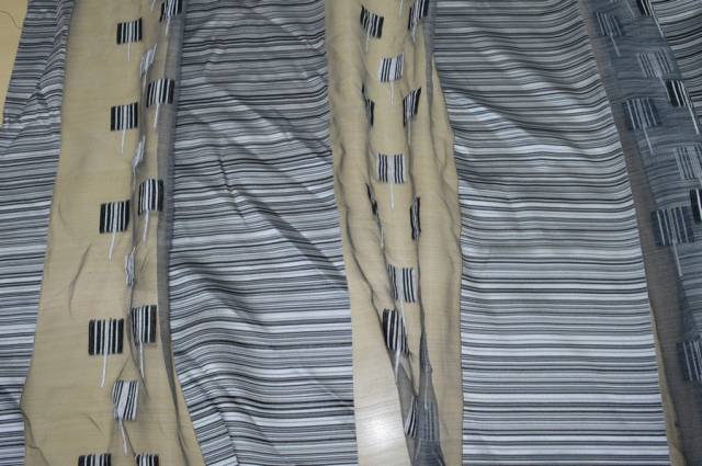 Vendita on line tessuto tende organza grigio/nero - tessuti per a metraggio moderne