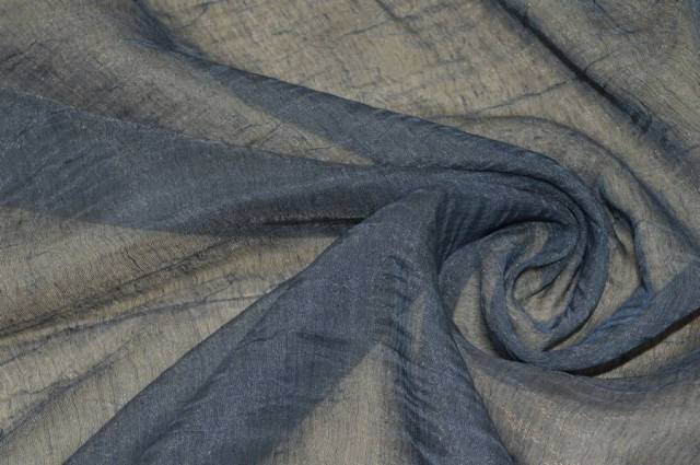 Vendita on line tessuto tenda organza stropicciata cangiante grigio/blu - tessuti per