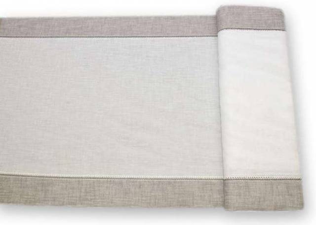 Vendita on line tessuto tendino bianco con bordo grigio - tessuti per tendine metraggio a vetro larghezza cm 45