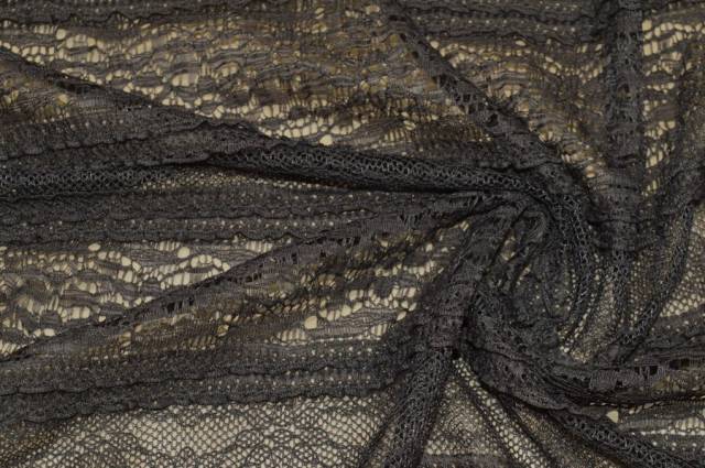 Vendita on line scampolo pizzo elasticizzato colore fango scuro - occasioni e scampoli tessuti