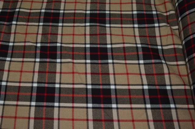 Vendita on line tessuto tartan beige/nero - tessuti abbigliamento scacchi e scozzesi streatch