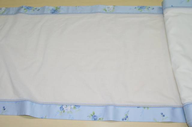 Vendita on line tendino bordato azzurro larghezza cm 60 - tessuti per tendine metraggio a vetro