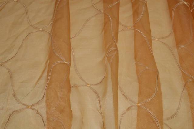 Vendita on line tessuto tenda organza oro ricamata - tessuti per a metraggio classiche