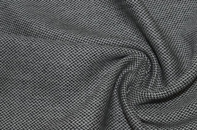 Vendita on line tessuto lana microfantasia bianco/nera giacca - tessuti abbigliamento lana spinati e