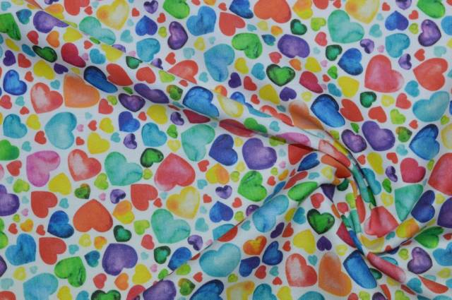 Vendita on line tessuto rasatello cotone cuori multicolor - cotoni rasatello di
