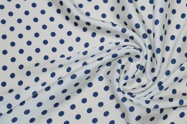 Vendita on line satin pois blu - tessuti abbigliamento poliestere 