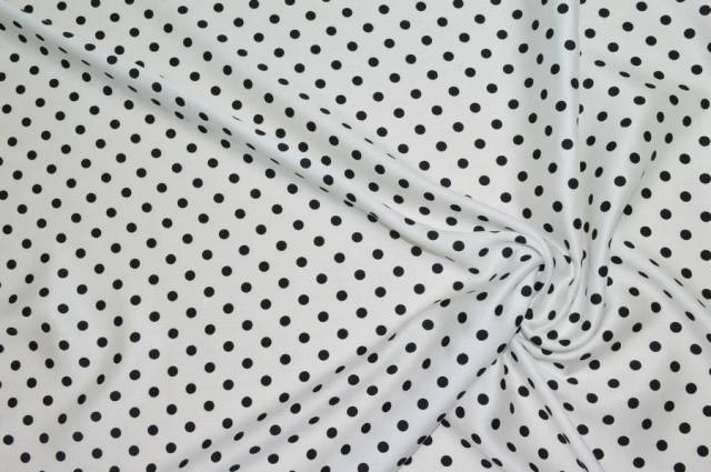 Vendita on line tessuto rasatello viscosa pois nero mm 5 - tessuti abbigliamento taffetas / rasi / shantung