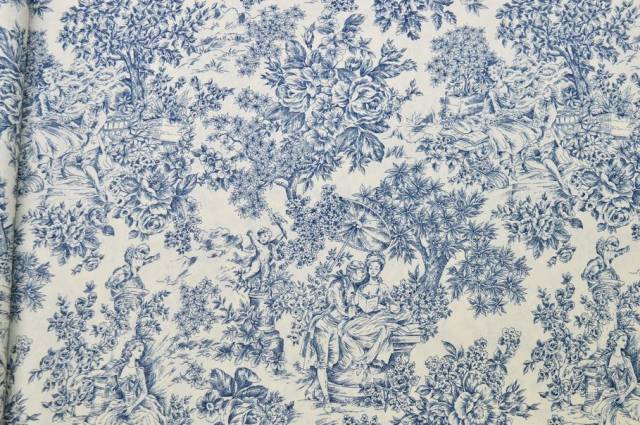 Vendita on line toile de jouy misto cotone azzurro - cotoni