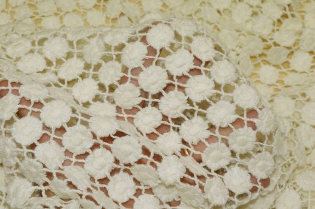 Vendita on line pizzo macrame lana panna - tessuti abbigliamento ricamati e pizzi macramè