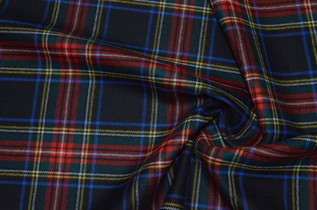 Vendita on line tessuto tartan scozzese lana fondo nero - tessuti abbigliamento scacchi e scozzesi