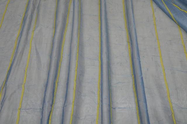Vendita on line tessuto tenda velo stropicciato azzurro /giallo - tessuti per camerette bimbo