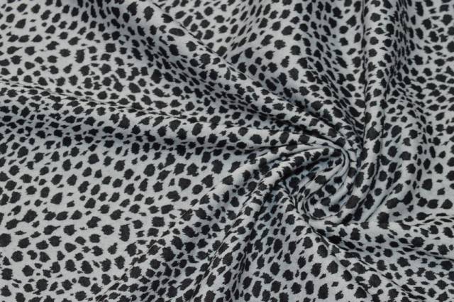 Vendita on line tessuto misto cotone maculato stretch bianco/nero - tessuti abbigliamento poliestere 