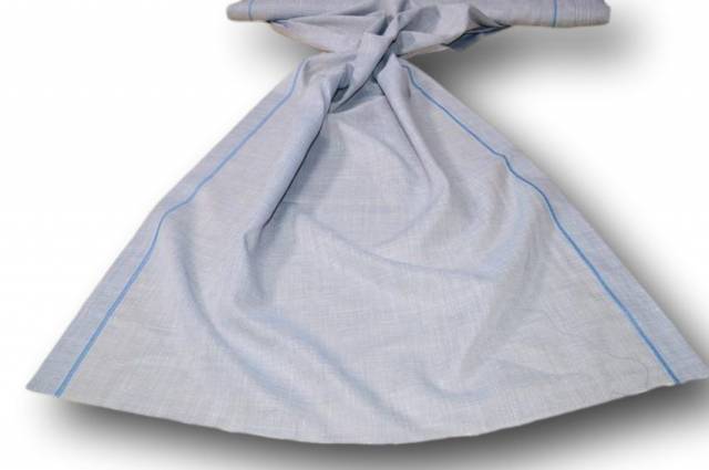 Vendita on line tendino misto lino azzurro - tessuti per tendine metraggio a vetro larghezza cm 70