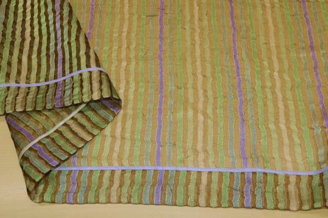 Vendita on line tessuto multicolor rigato verde/viola - tessuti per tendine metraggio a vetro