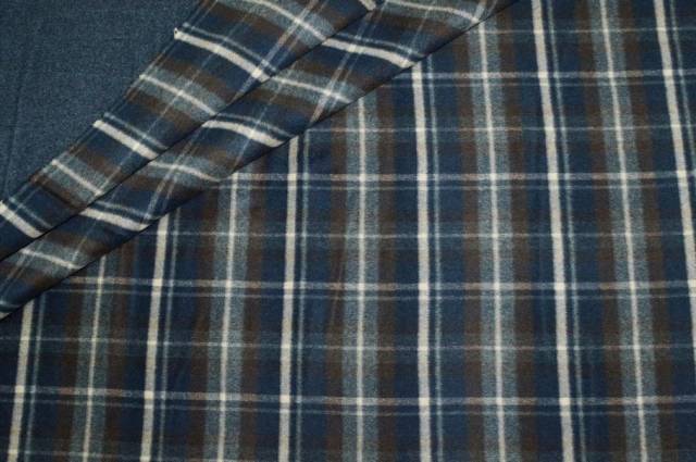 Vendita on line tessuto cappotto lana scacco blu - tessuti abbigliamento scacchi e scozzesi