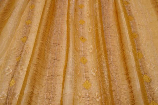 Vendita on line tessuto tenda organza stropicciata ricamata giallo/oro - tessuti per a metraggio classiche