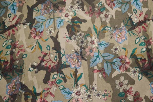 Vendita on line tessuto gabardine stretch fantasia floreale mimetico - cotoni fantasie varie