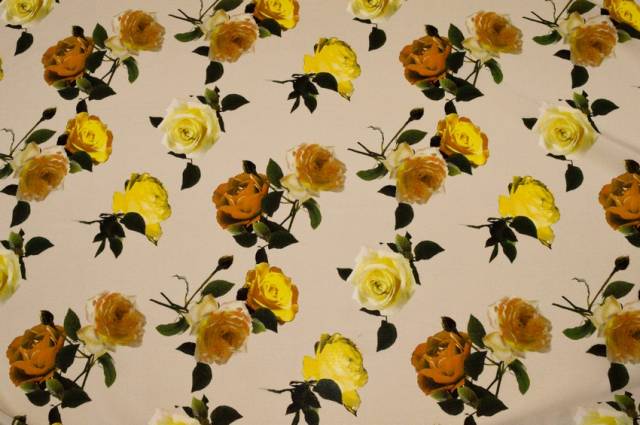 Vendita on line tssuto crepe de chine pura seta fantasia rose gialle - occasioni e scampoli seta di