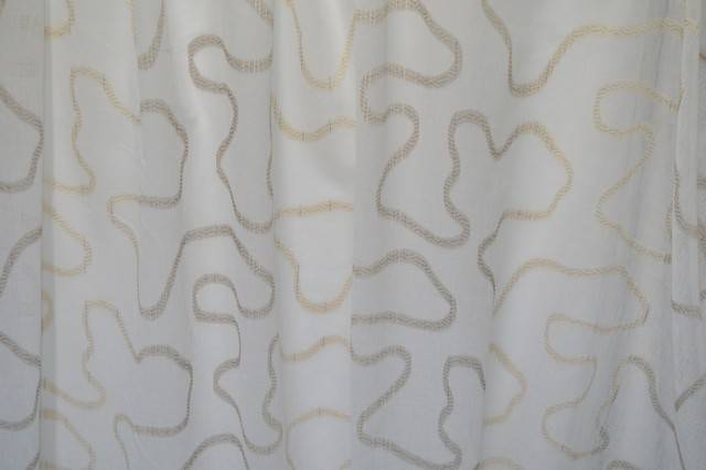 Vendita on line scampolo tenda effetto lino ghirigoro beige - tessuti per in offerta