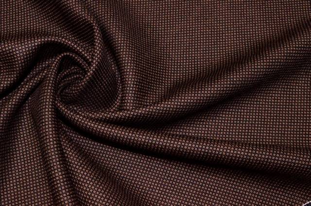 Vendita on line tessuto pura lana merino occhio di pernice marrone - tessuti abbigliamento