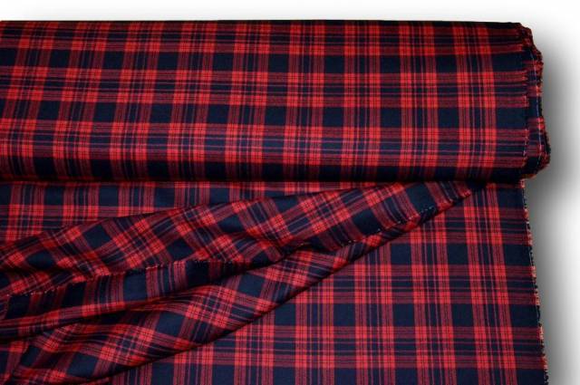 Vendita on line tessuto tartan scozzese lana rosso nero - tessuti abbigliamento