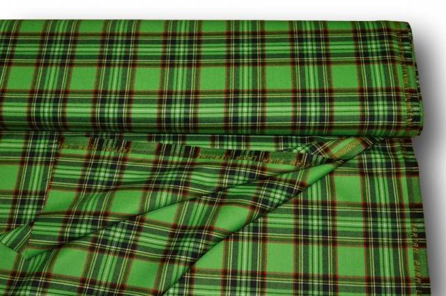 Vendita on line tessuto tartan scozzese lana verde 363 - tessuti abbigliamento