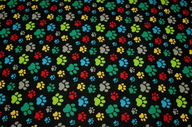 Vendita on line tessuto puro cotone fantasia orme multicolor - cotoni fantasie cucito creativo