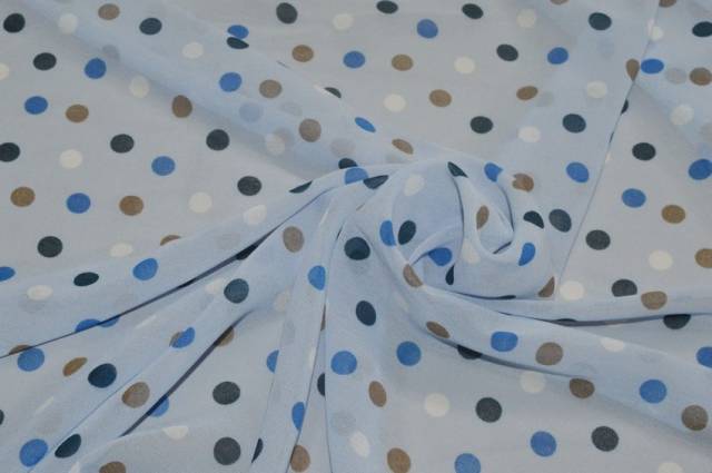 Vendita on line tessuto georgette pois azzurro - tessuti abbigliamento poliestere 