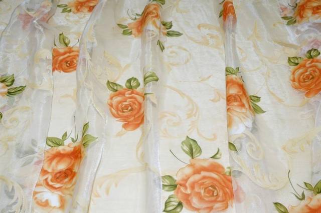 Vendita on line tessuto tenda organza fiore arancio - prodotti