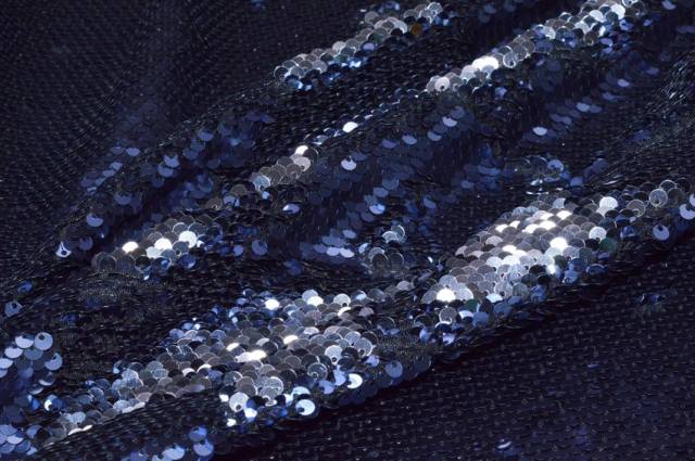 Vendita on line tessuto paillettes cucite blu argento - tessuti abbigliamento